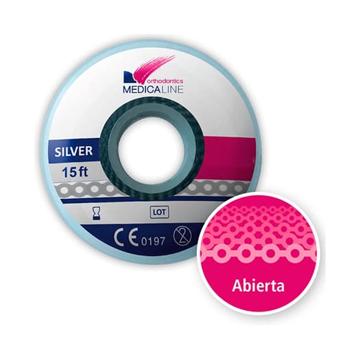 Cadeneta Elástica Medicaline Abierta Plata 3,5mm 